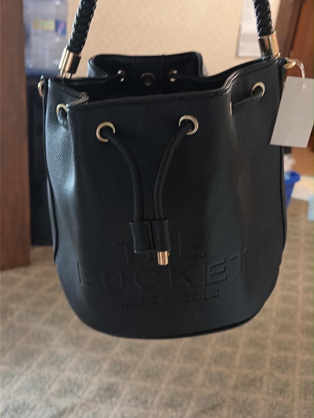 Marc Jacobs Black Leather Drawstring Bucket Shoulder Bag